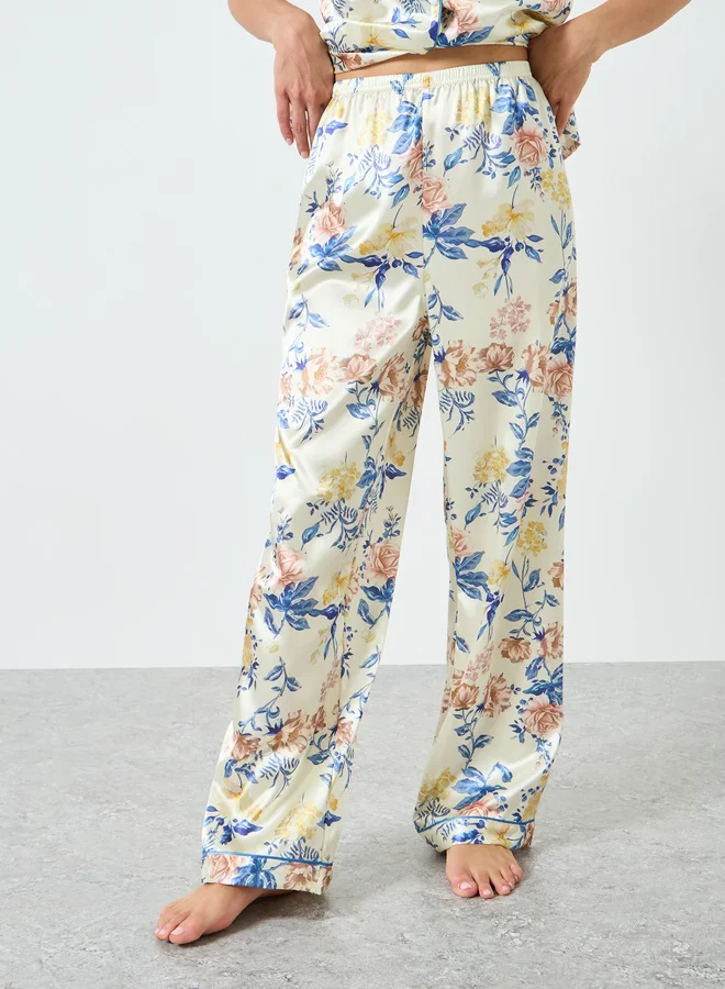 Take Two  Women Floral Printed Short Sleeve Shirt and Pyjama Set for Women | Best Price UAE
